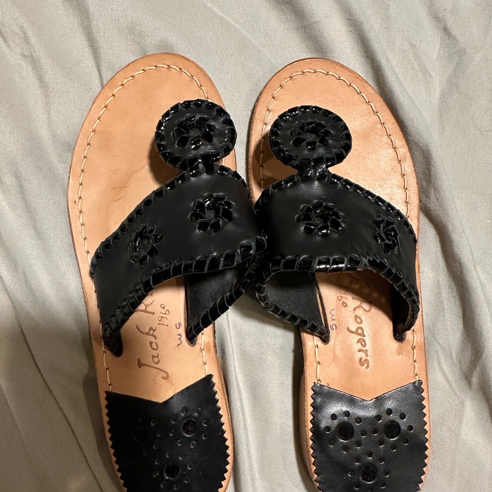 Jack Rogers Black Leather Sandals